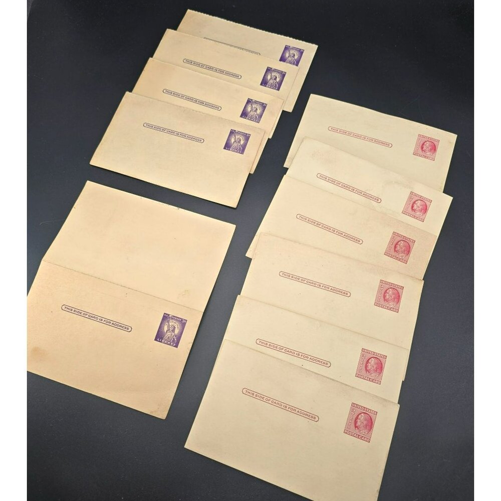 United States Postal Cards With Red & Purple Stamped Designs Collectors LI3038